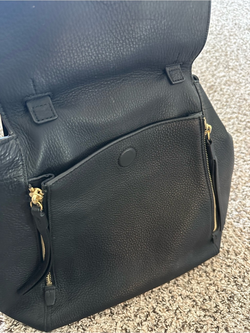 Tory Burch Black Pebbled Leather Tote with Gold Hardware - Picture 3 of 7